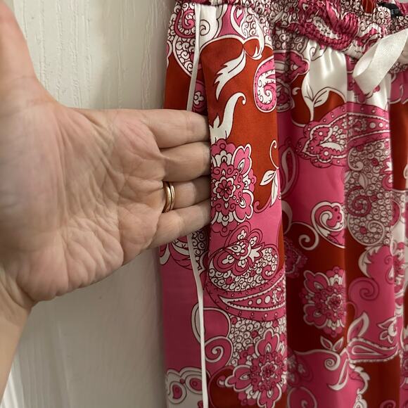 J. CREW Relaxed Pant Vintage Paisley Pink Rust Women’s size 4 - Picture 3 of 11